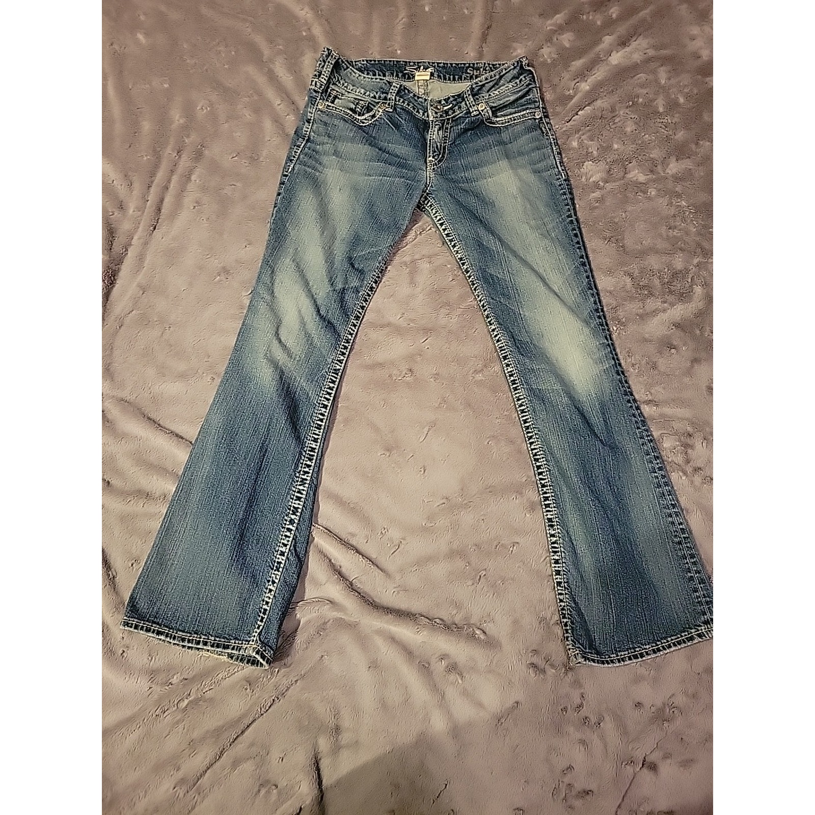 Silver Co Suki Surplus Bootcut Jeans Womens 31x32 Blue Denim Whiskers